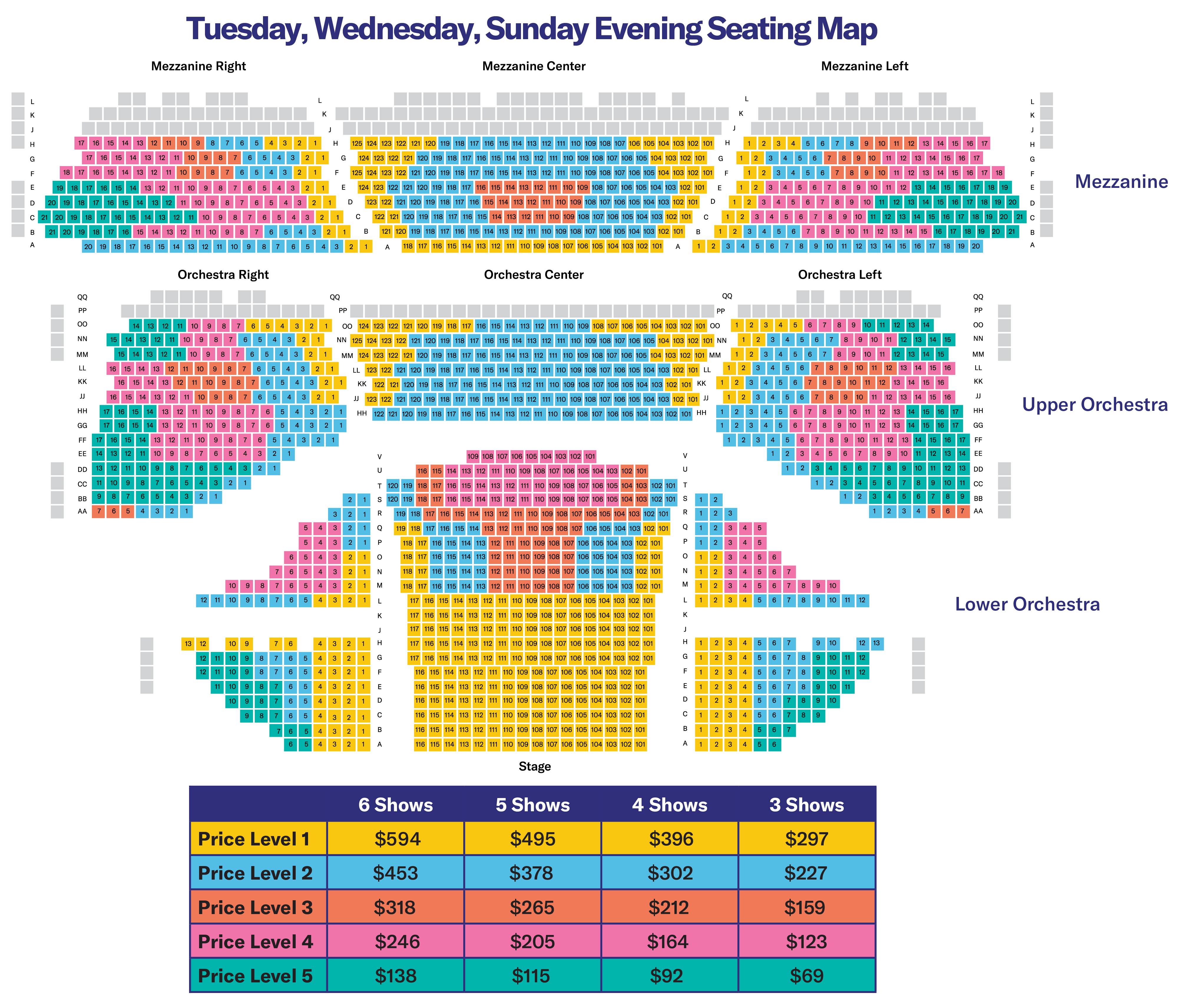 2025-26 Season Subscription Seating Map - Value Pricing