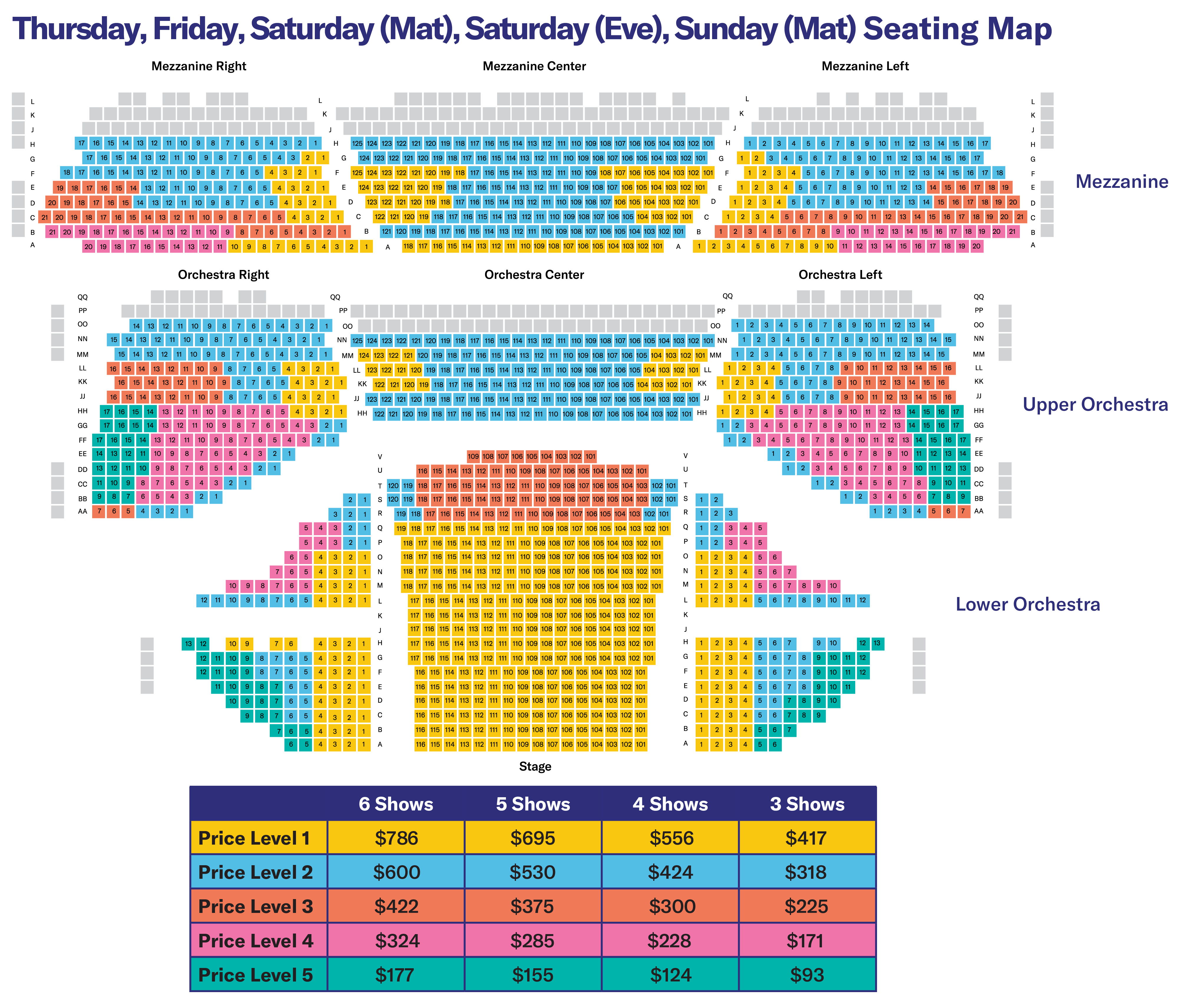 2025-26 Season Subscription Seating Map - Premium Pricing